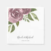 Elegant Dusty Mauve Waterverf Floral Wedding Servet (Voorkant)