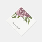 Elegant Dusty Mauve Waterverf Floral Wedding Servet (Hoek)