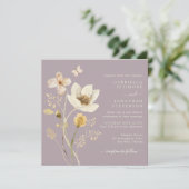 Elegant Dusty Mauve Waterverf Wildflower Weddensch Kaart (Staand voorkant)