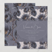 Elegant Dusty Navy Blue bruiloft Bloemen Kaart (Voorkant / Achterkant)