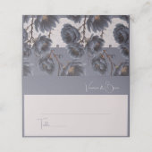 Elegant Dusty Navy Blue bruiloft Bloemen Plaatskaartje (Buitenkant ongevouwen)