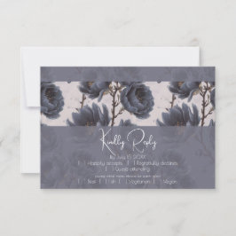 Elegant Dusty Navy Blue bruiloft Bloemen RSVP Kaartje