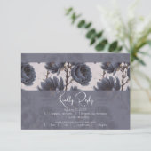 Elegant Dusty Navy Blue bruiloft Bloemen RSVP Kaartje (Staand voorkant)