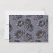 Elegant Dusty Navy Blue bruiloft Bloemen RSVP Kaartje (Achterkant)