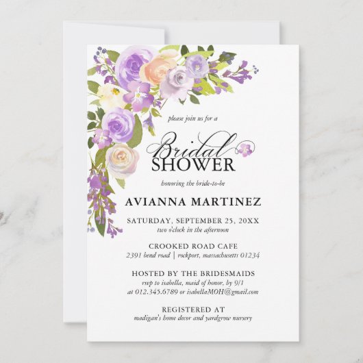 Elegant Dusty Paars Floral Vrijgezellenfeest Kaart (Voorkant)