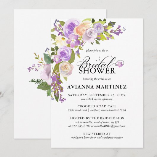 Elegant Dusty Paars Floral Vrijgezellenfeest Kaart (Voorkant / Achterkant)