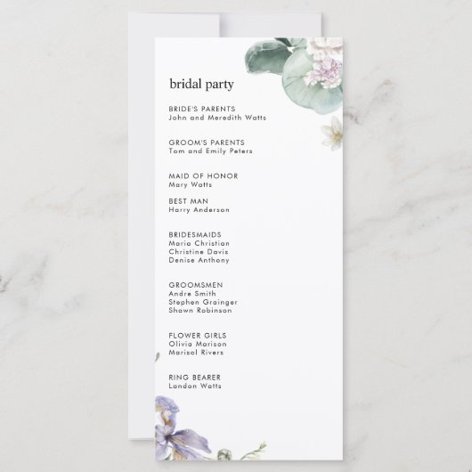 Elegant Dusty Paars Floral Wedding Programme (Achterkant)