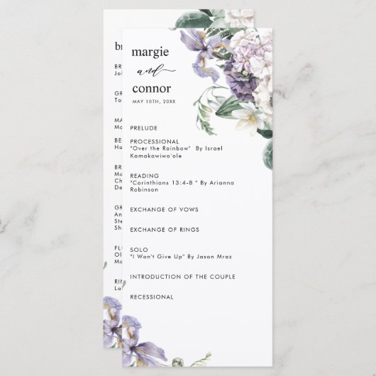 Elegant Dusty Paars Floral Wedding Programme (Voorkant / Achterkant)