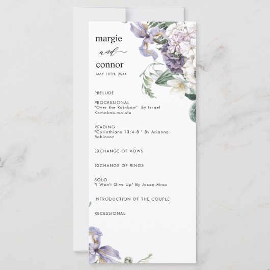Elegant Dusty Paars Floral Wedding Programme (Voorkant)