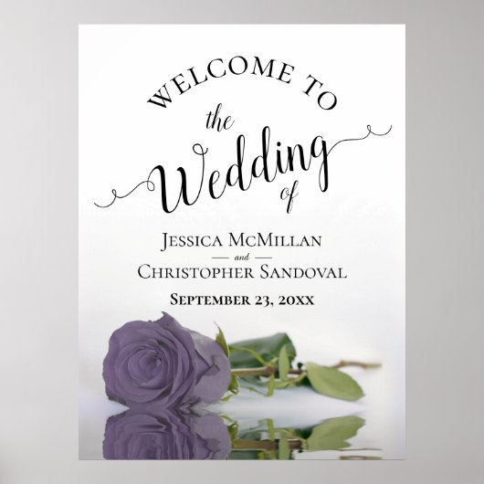 Elegant Dusty Paars Roos Stylish Wedding Welcome Poster (Voorkant)