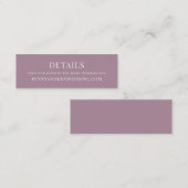 Elegant Dusty Paars Wedding Website Mini Kaart Mini Visitekaartje (Voorkant / Achterkant)