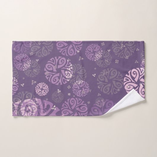 Elegant Dusty Paarse Ethnic Motif Bad Handdoek (Handdoek)