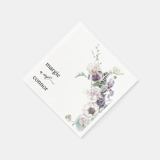 Elegant Dusty Paarse Floral Custom Wedding Servet (Hoek)