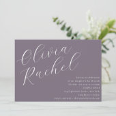 Elegant Dusty Paarse Script Minimal Bat Mitzvah Kaart (Staand voorkant)