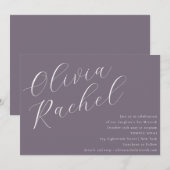 Elegant Dusty Paarse Script Minimal Bat Mitzvah Kaart (Voorkant / Achterkant)