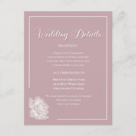 Elegant Dusty Pink and White Floral Wedding Informatiekaartje