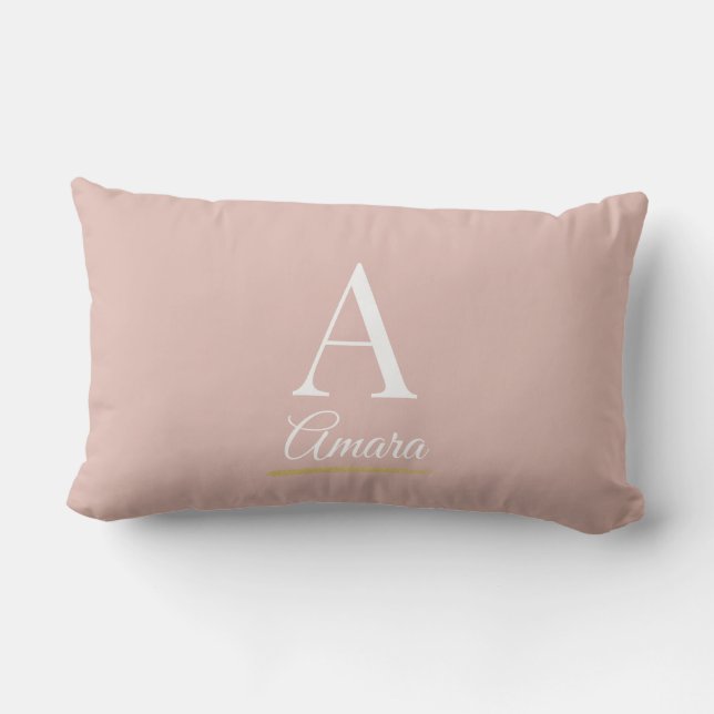 Elegant Dusty Pink and White Monogram Kussen (Achterkant)