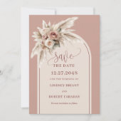 Elegant Dusty Pink Boho Floral Save the Date Card Kaart (Voorkant)