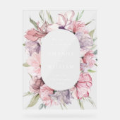 Elegant Dusty Pink Boho Flowers BRUILOFT Welkom Acryl Bord (Voorkant)