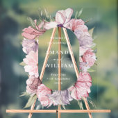 Elegant Dusty Pink Boho Flowers BRUILOFT Welkom Acryl Bord (Neutraal)