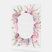Elegant Dusty Pink Boho Flowers BRUILOFT Welkom Acryl Bord (Hoek)