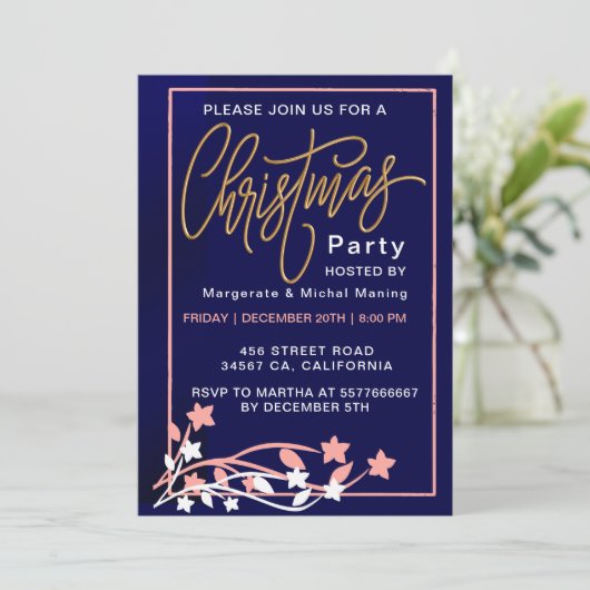 Elegant Dusty Pink Boho Wildflower Christmas Kaart (Staand voorkant)