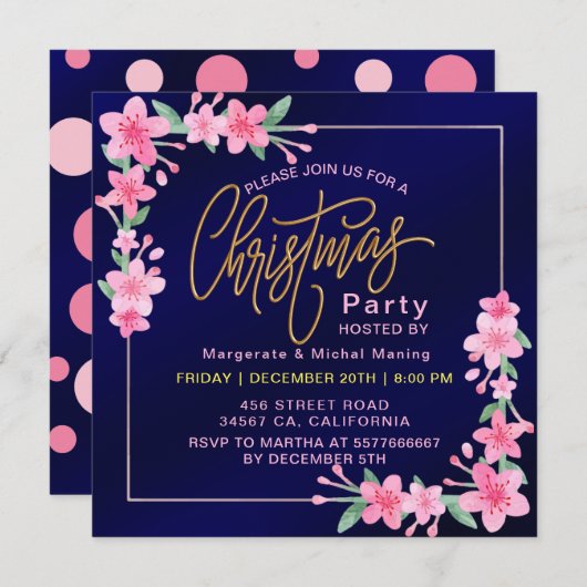 Elegant Dusty Pink Boho Wildflower Christmas Kaart (Voorkant / Achterkant)