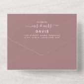 Elegant Dusty Pink Calligraphy Photo Wedding All In One Uitnodiging (Achterkant)