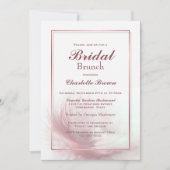 Elegant Dusty Pink Feather Bridal Brunch Kaart (Voorkant)