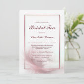 Elegant Dusty Pink Feather Bridal Tea Kaart (Staand voorkant)