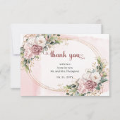 Elegant Dusty Pink Floral Greenery Wedding Thank U Bedankkaart (Voorkant)