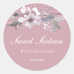 Elegant Dusty Pink Floral Sweet 16 Sticker