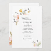 Elegant Dusty Pink Floral Waterverf Wedding Kaart (Voorkant / Achterkant)