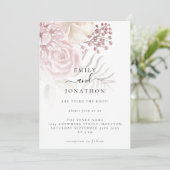 Elegant Dusty Pink Florals Informele Script Bruilo Kaart (Staand voorkant)