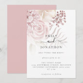 Elegant Dusty Pink Florals Informele Script Bruilo Kaart (Voorkant / Achterkant)