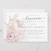 Elegant Dusty Pink Florals Quinceañera Kaart (Voorkant)
