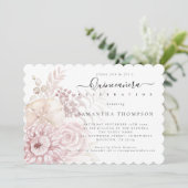 Elegant Dusty Pink Florals Quinceañera Kaart (Staand voorkant)