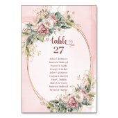 Elegant Dusty Pink Flowers Eucalyptus Table Number Kaart (Voorkant)