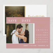Elegant Dusty Pink Gold Save the Date Calendar Kaart (Voorkant / Achterkant)