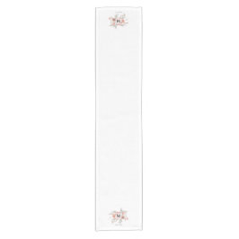 Elegant Dusty Pink Grey Flower Monogram Korte Tafelloper