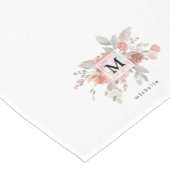 Elegant Dusty Pink Grey Flower Monogram Korte Tafelloper (Hoek)