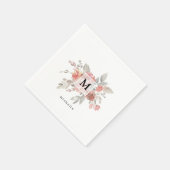 Elegant Dusty Pink Grey Flower Monogram Servet (Hoek)