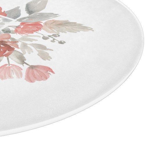 Elegant Dusty Pink Grey Flower Monogram Snijplank (Hoek)