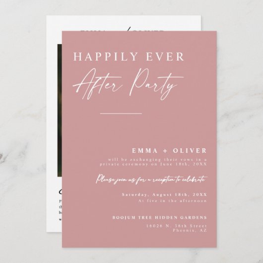Elegant Dusty Pink Happy Ever After QR Code Kaart (Voorkant / Achterkant)