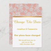 ELEGANT DUSTY PINK LACE GOLD VERANDERT DATUM (Voorkant / Achterkant)