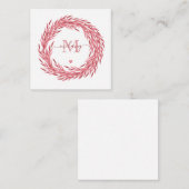 Elegant Dusty Pink Leaves Wreath - Monogrammen Notitiekaartje (Voorkant / Achterkant)
