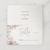 Elegant Dusty Pink Magnolia Table Number  Plaatskaartje (Buitenkant ongevouwen)