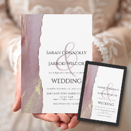 Elegant Dusty Pink Mauve Lila Wedding Invitation Kaart