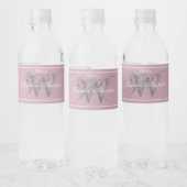 Elegant Dusty Pink Monogram + Names Chic Wedding Waterfles Etiket (Flessen)
