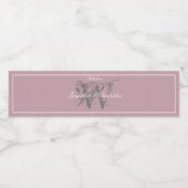 Elegant Dusty Pink Monogram + Names Chic Wedding Waterfles Etiket (Enkel label)